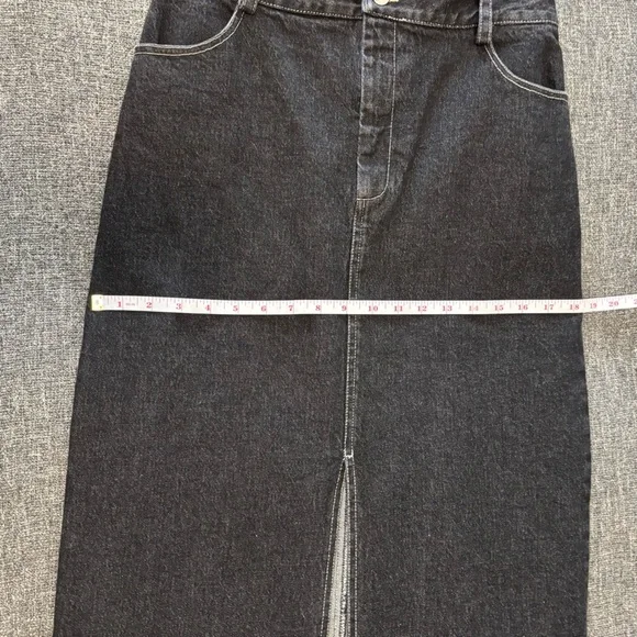 NOMIA NYC Designer Sz 6 Slit Front Maxi Jean Skirt In Black Stonewash NWOT - Picture 12 of 15